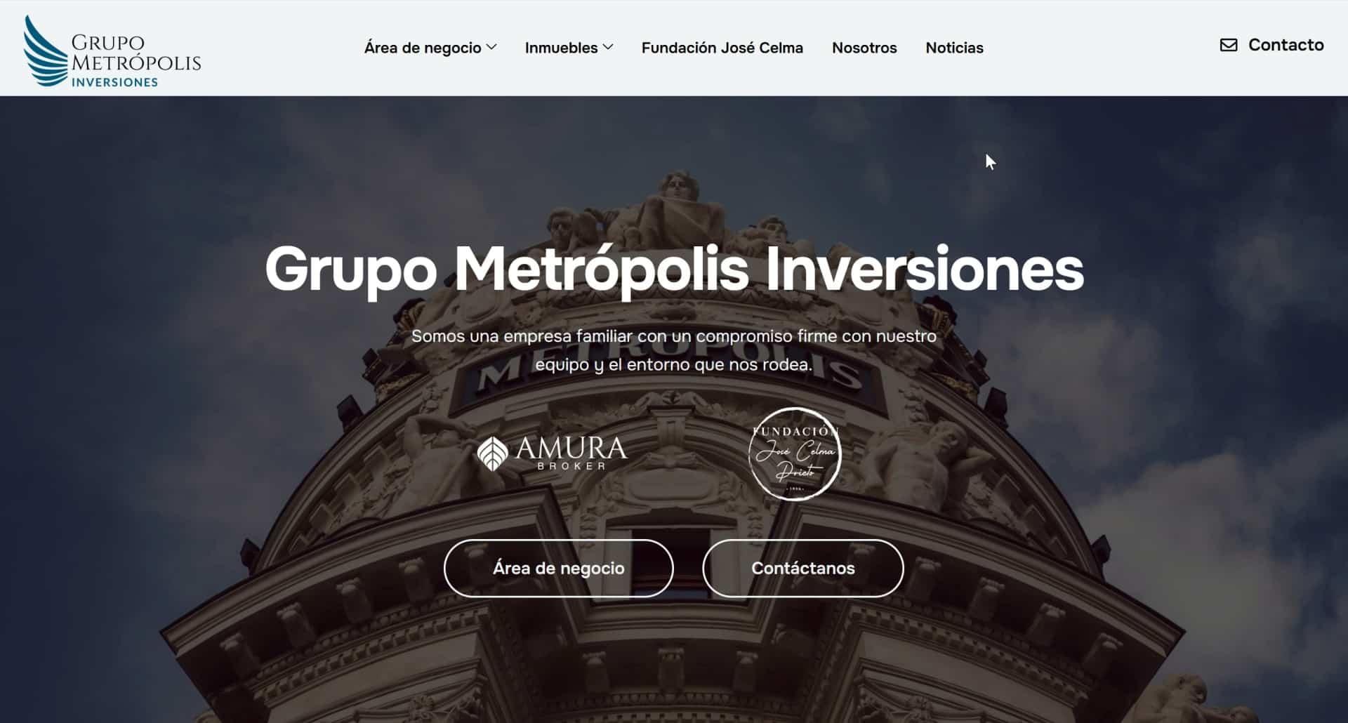 Diseño web wordpress para grupo metropolis inversiones