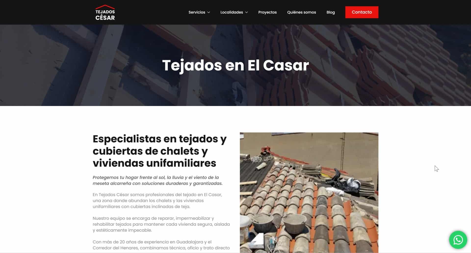 Landing page tejados cesar