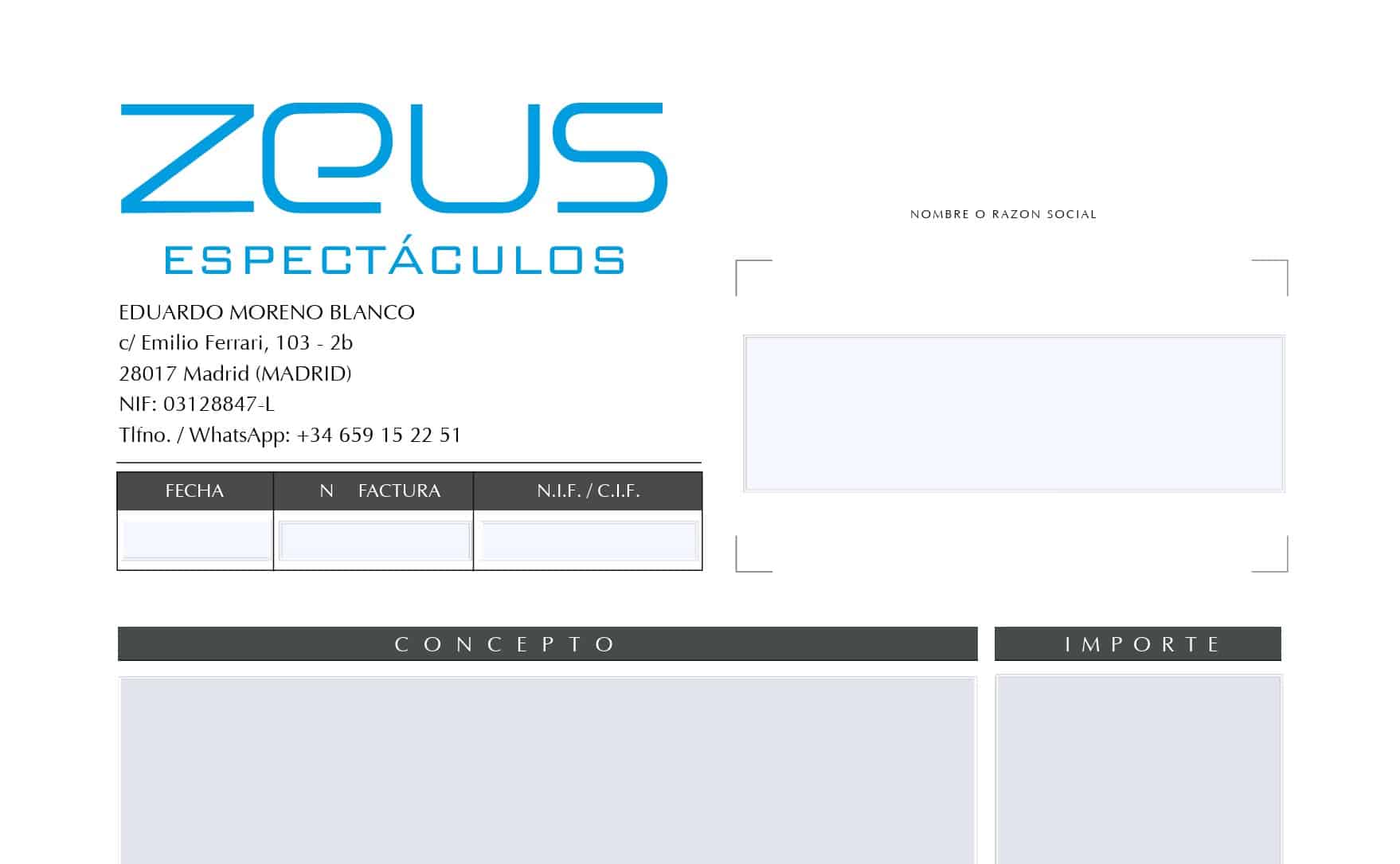 Hojas de presupuestos y facturas en pdf autorrellenables